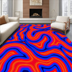 Bold Red Blue Swirling Pattern Rug