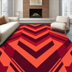 Bold Red Chevron Geometric Pattern Rug
