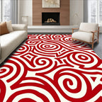 Crimson Swirls Abstract Pattern Rug