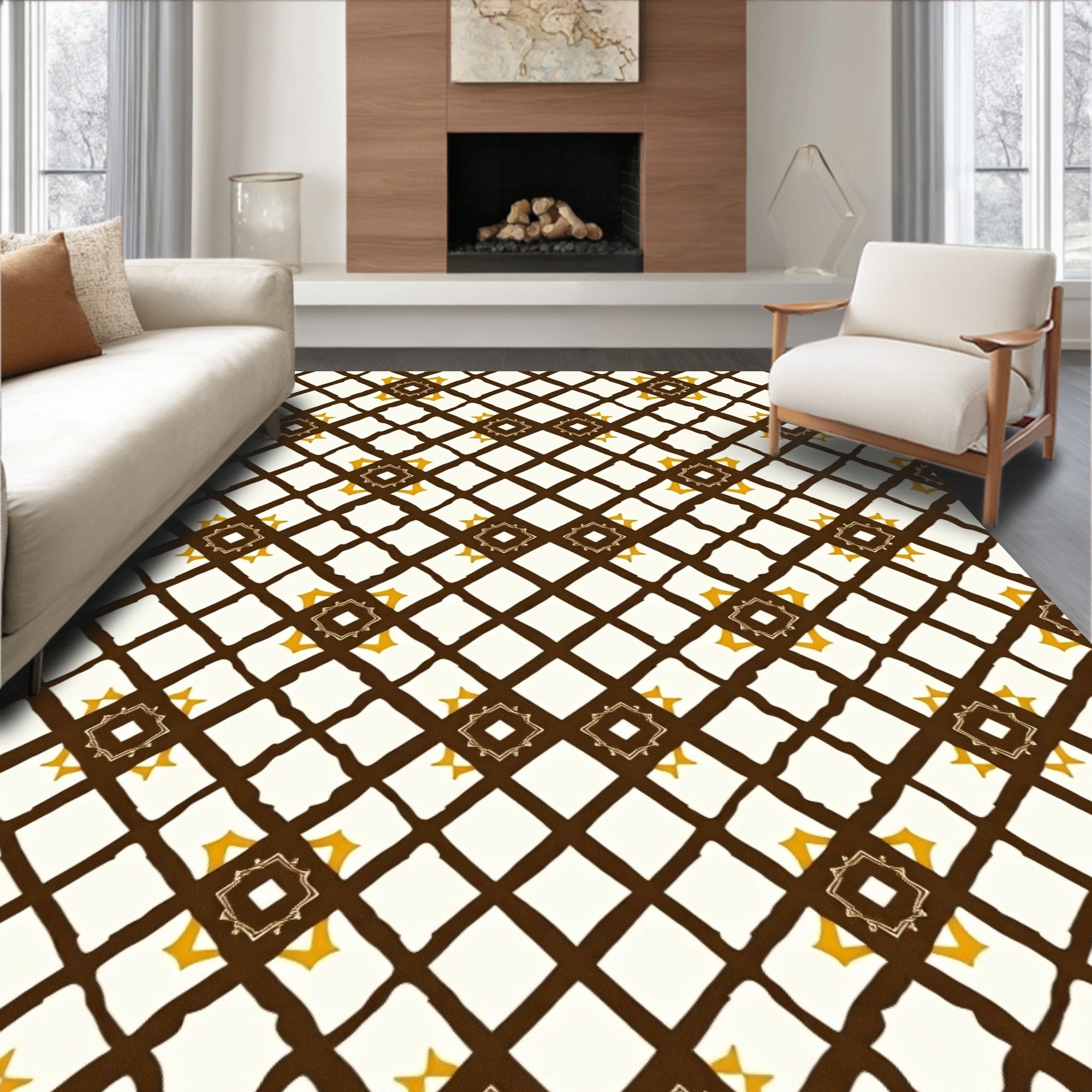 Diamond Lattice With Star Accents Rug
