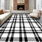 Classic Black White Checked Pattern Rug