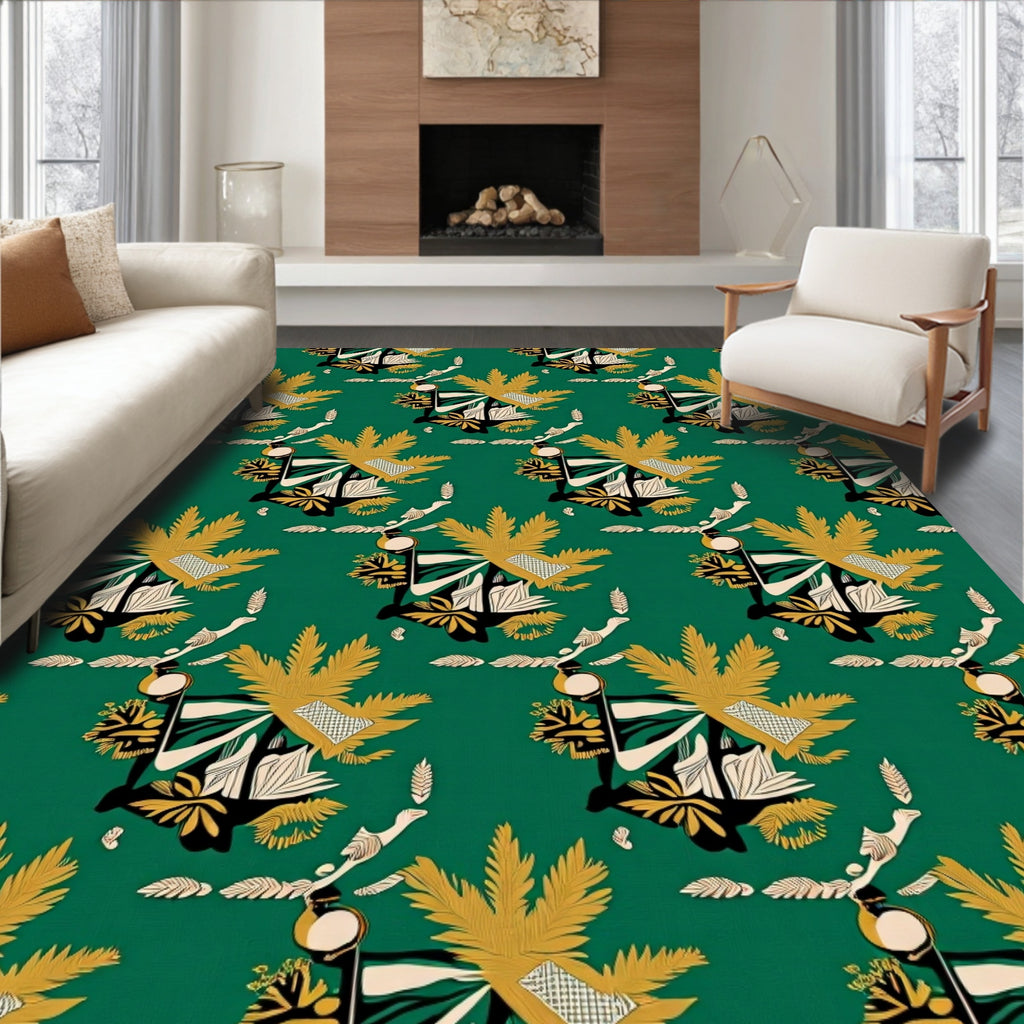 Exotic Abstract Floral Stylized Pattern Rug