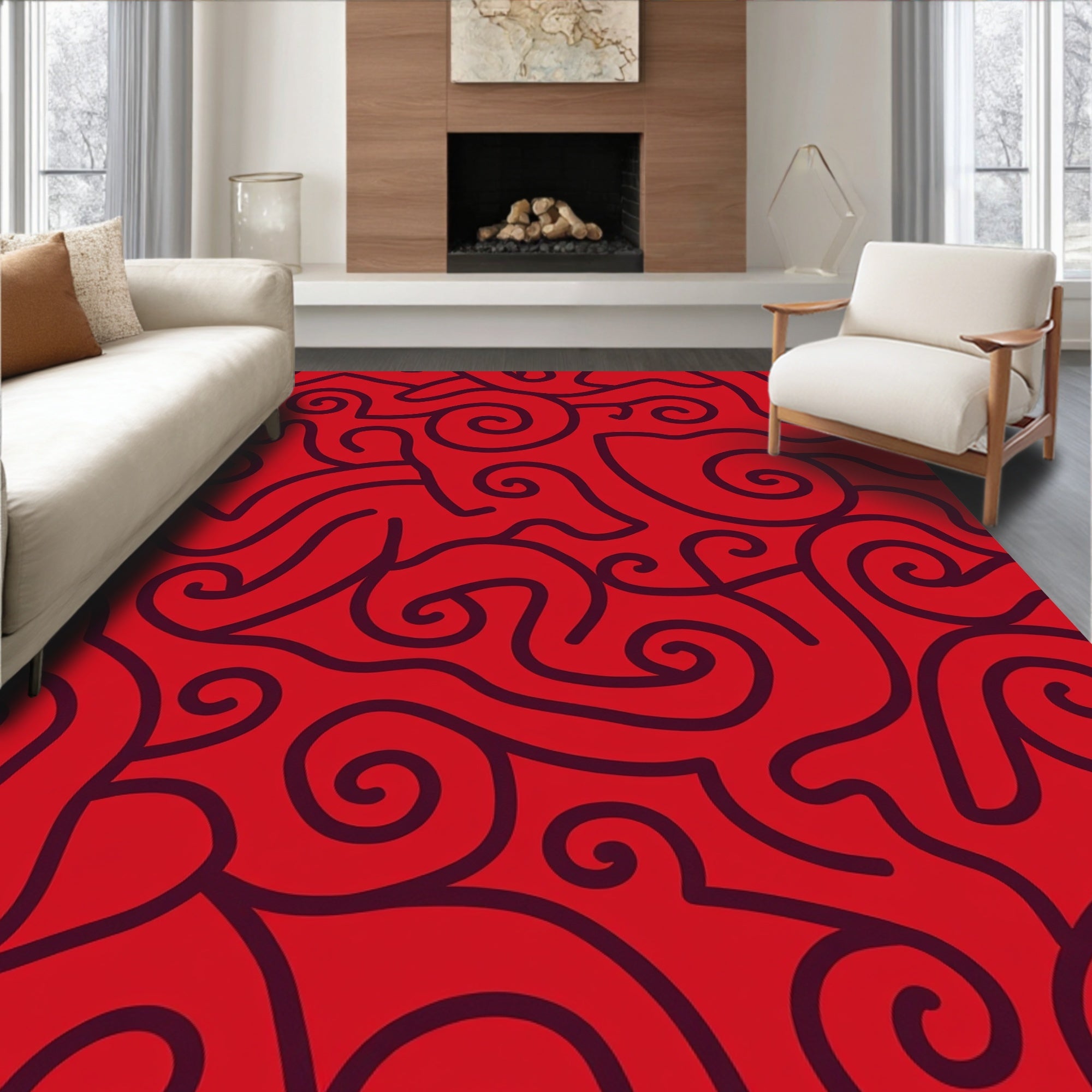 Bold Swirls Abstract Pattern Rug