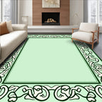 Elegant Scrollwork Green Ivory Pattern Rug