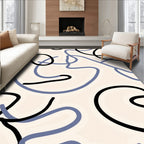 Abstract Swirl Pattern With Black Blue Lines Rug