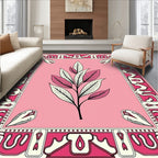 Abstract Floral Pink Botanical Design Rug