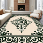Ornate Dark Green Classic Patterned Rug