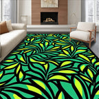Lush Green and Yellow Abstract Swirls Rug