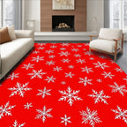 Bold White Snowflake Pattern Design Rug
