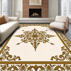 Ornate Gold Floral Medallion Rug