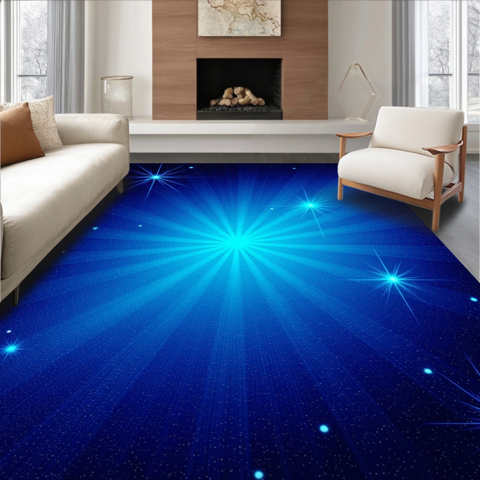 Cosmic Starburst Galaxy Pattern Rug