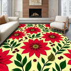 Bold Red floral Festive Pattern Design Rug