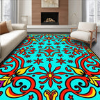 Vibrant Floral Swirls Mandala Design Rug