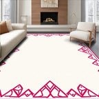 Geometric Red Border Pattern Rug