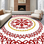 Red Gold Mandala Intricate Design Rug