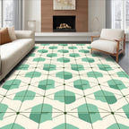 Geometric Mint Cream Hexagonal Pattern Rug