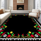 Festive Floral Star Border Design Rug