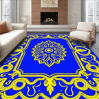 Royal Blue Yellow Floral Ornament Rug
