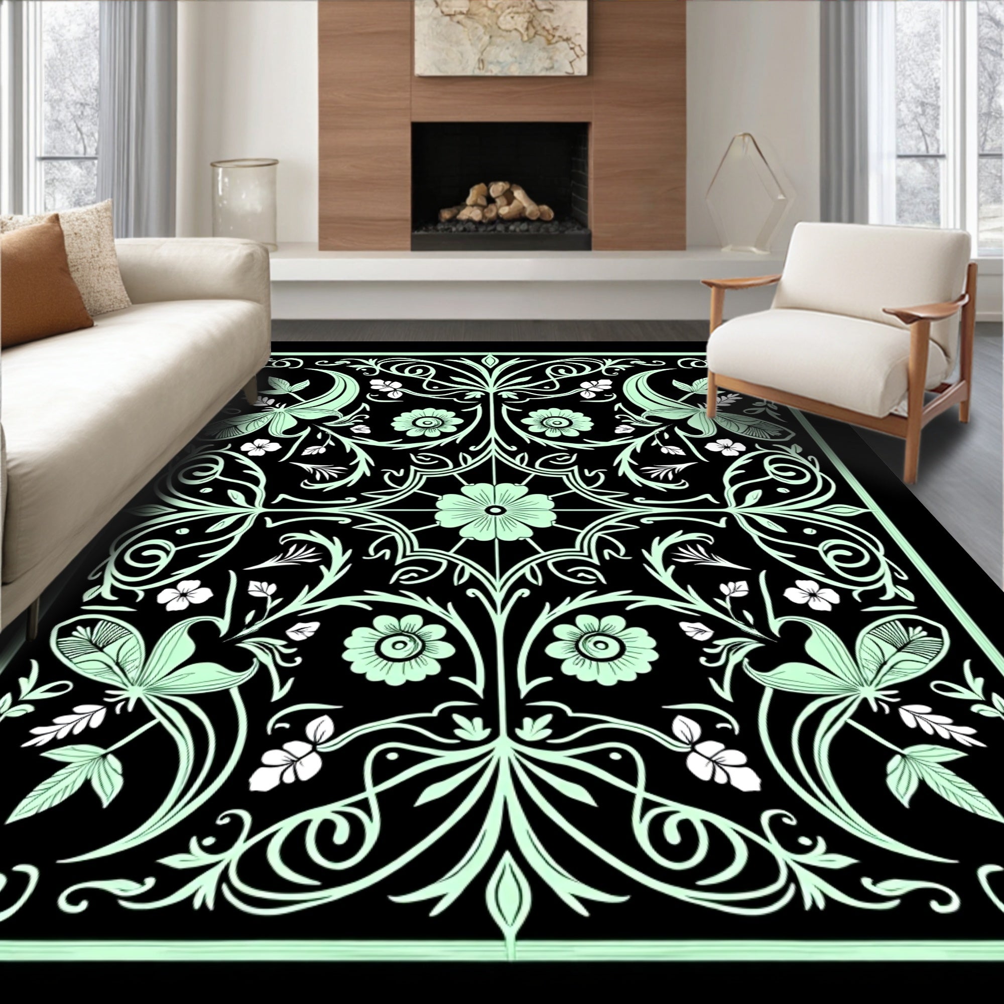 Vintage Floral Swirl Pattern Rug