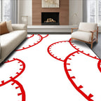 Red Curved Stitch Pattern Rug