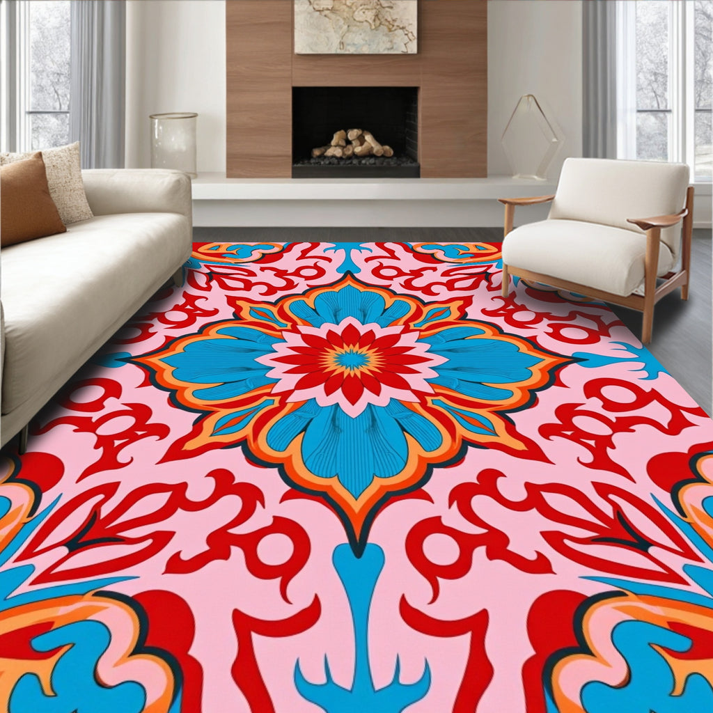 Ornate Vintage Floral Medallion Design Rug
