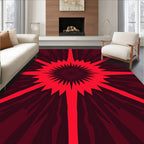 Radiant Sunburst Spiky Red Pattern Rug