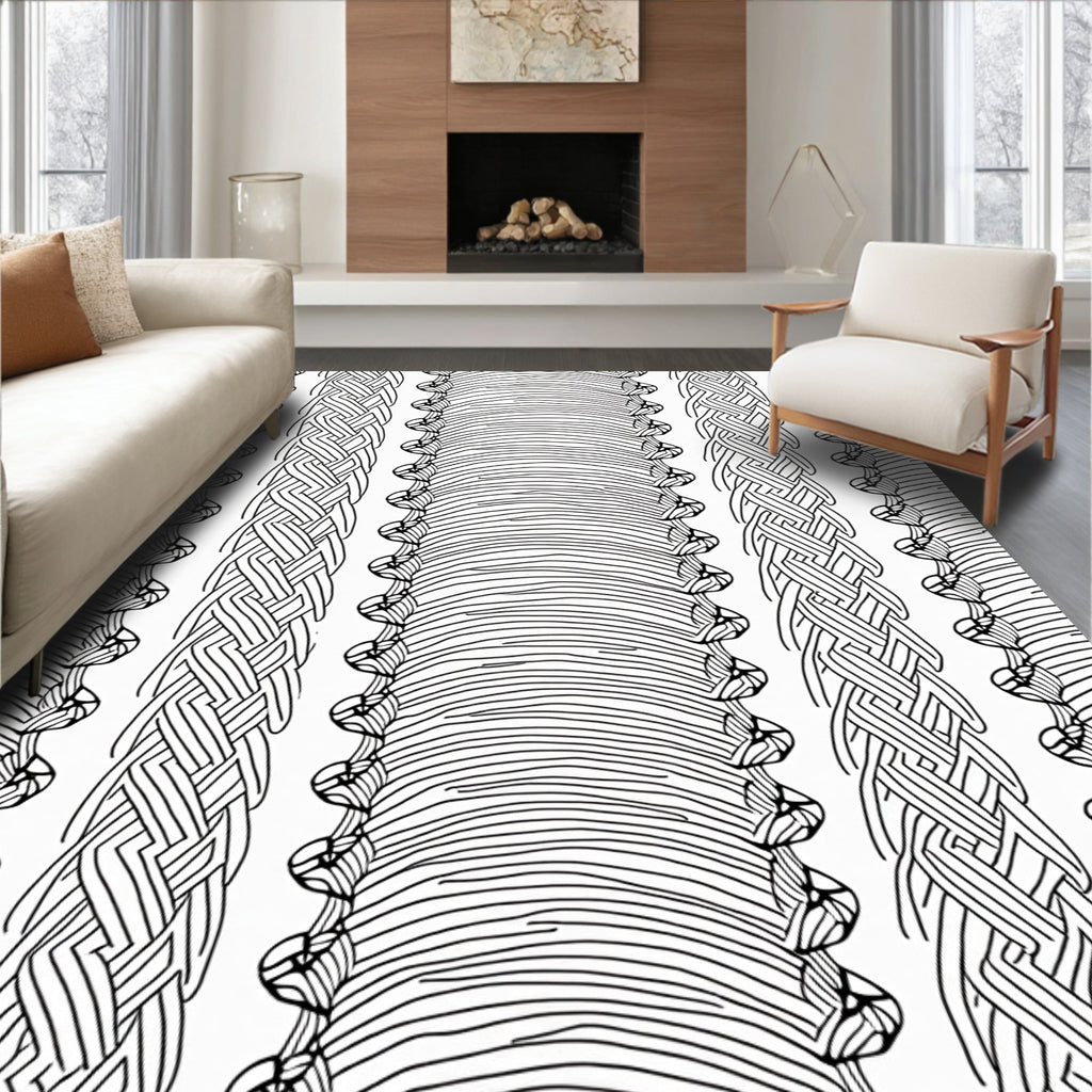 Intertwined Braided Striped Artwork Rug