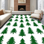 Forest Green Evergreen Tree Repeats Rug