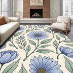 Blue Daisy Floral Pattern Rug