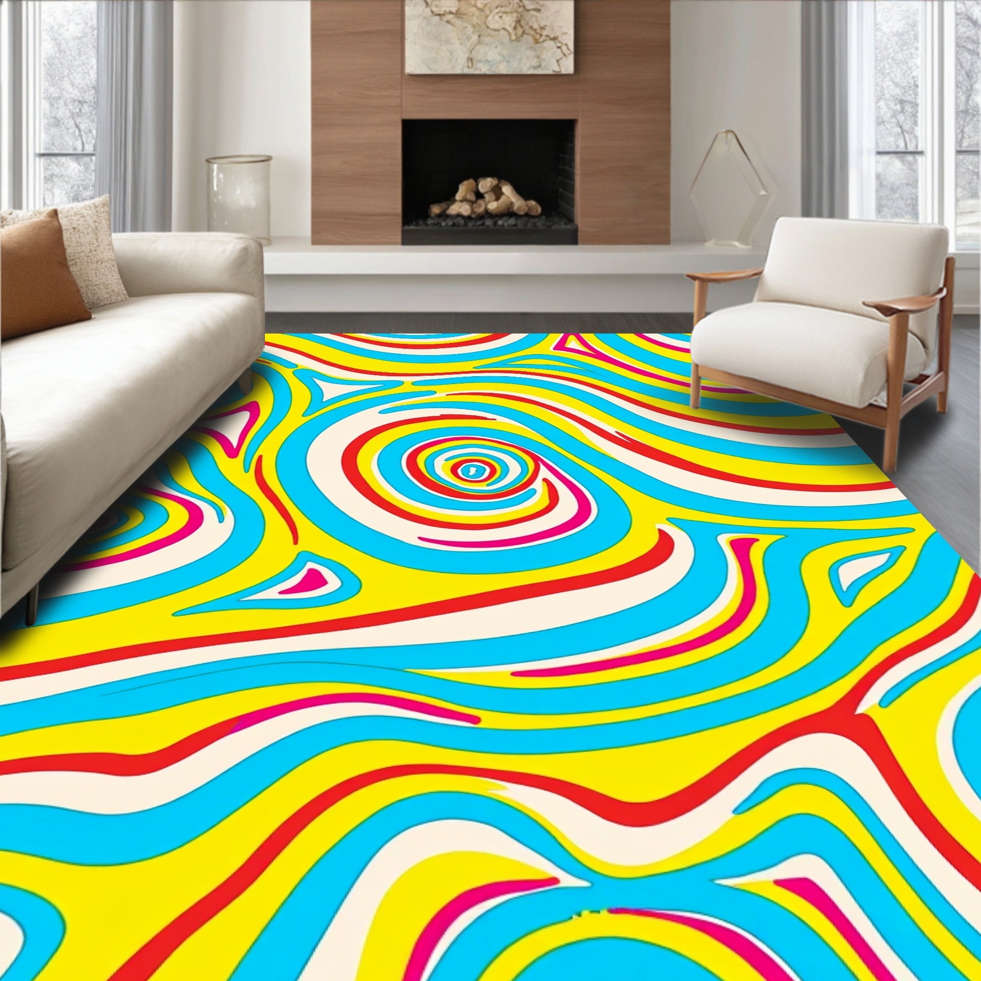 Vibrant Swirling Abstract Pattern Rug