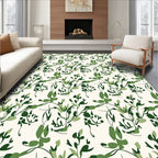 Green Botanical Leaf Pattern Rug