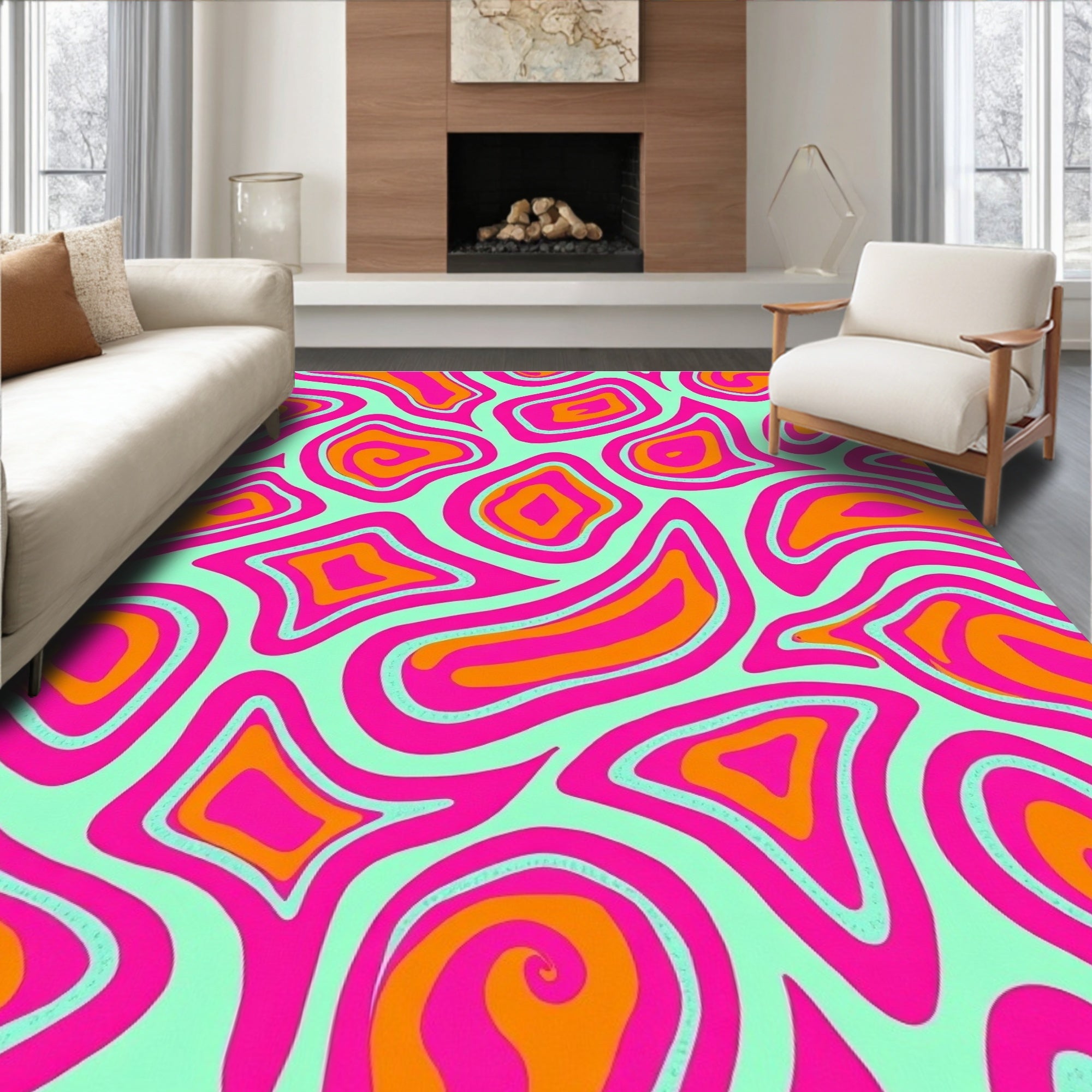 Groovy Fluid Blob Abstract Pattern Rug