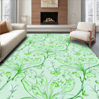 Elegant Green Floral Swirls And Leaves Rug