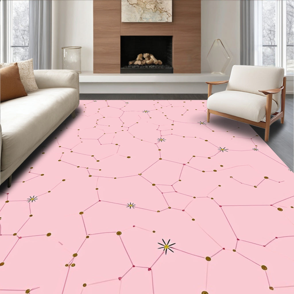 Pink Cosmic Constellation Pattern Rug