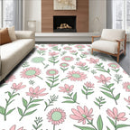 Pink Daisy Floral Pattern Rug
