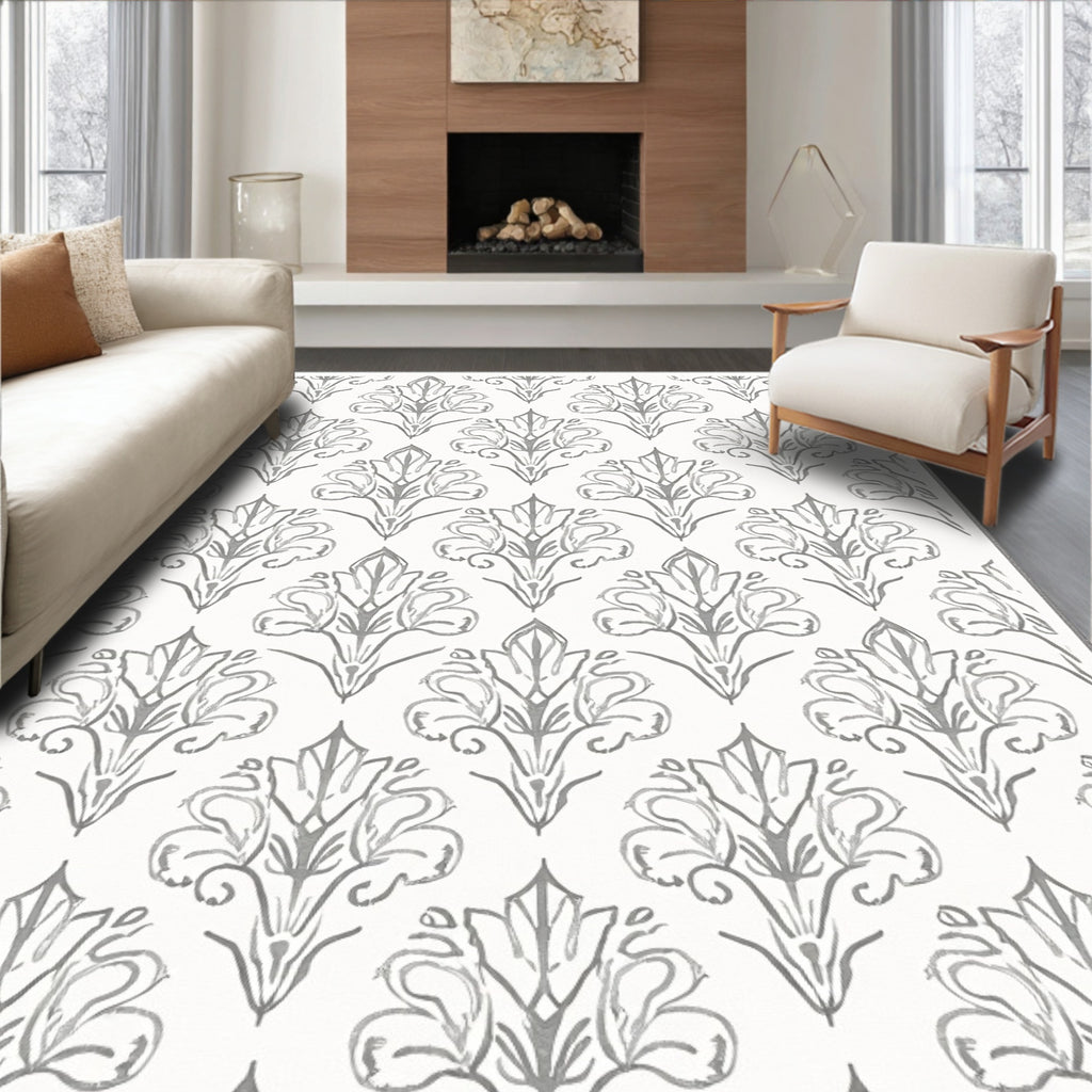 Classic Floral Damask Style Design Rug