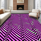 Pink Black Wavy Stripe Design Rug