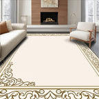 Ornate Damask Scroll Border Design Rug