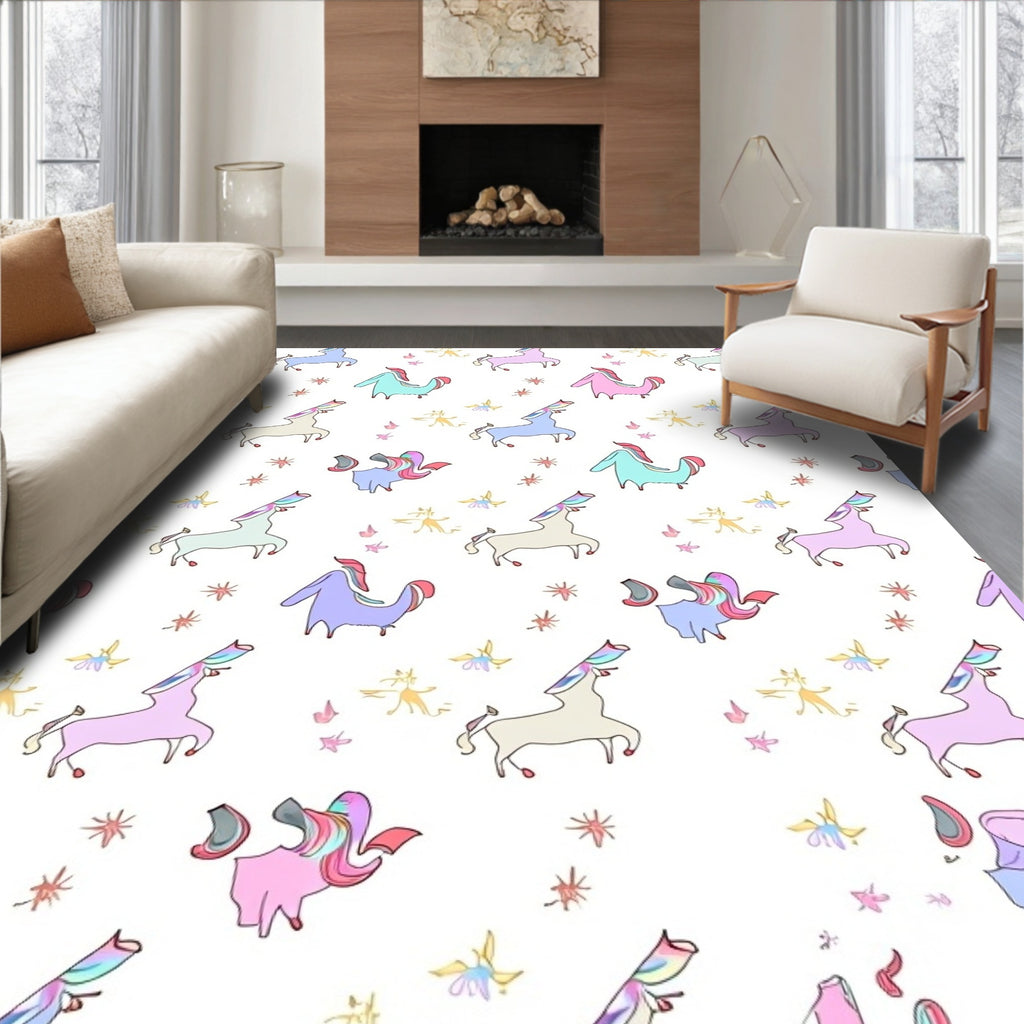 Pastel Unicorns Stars Pattern Rug