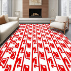 Red Vertical Geometric Pattern Rug