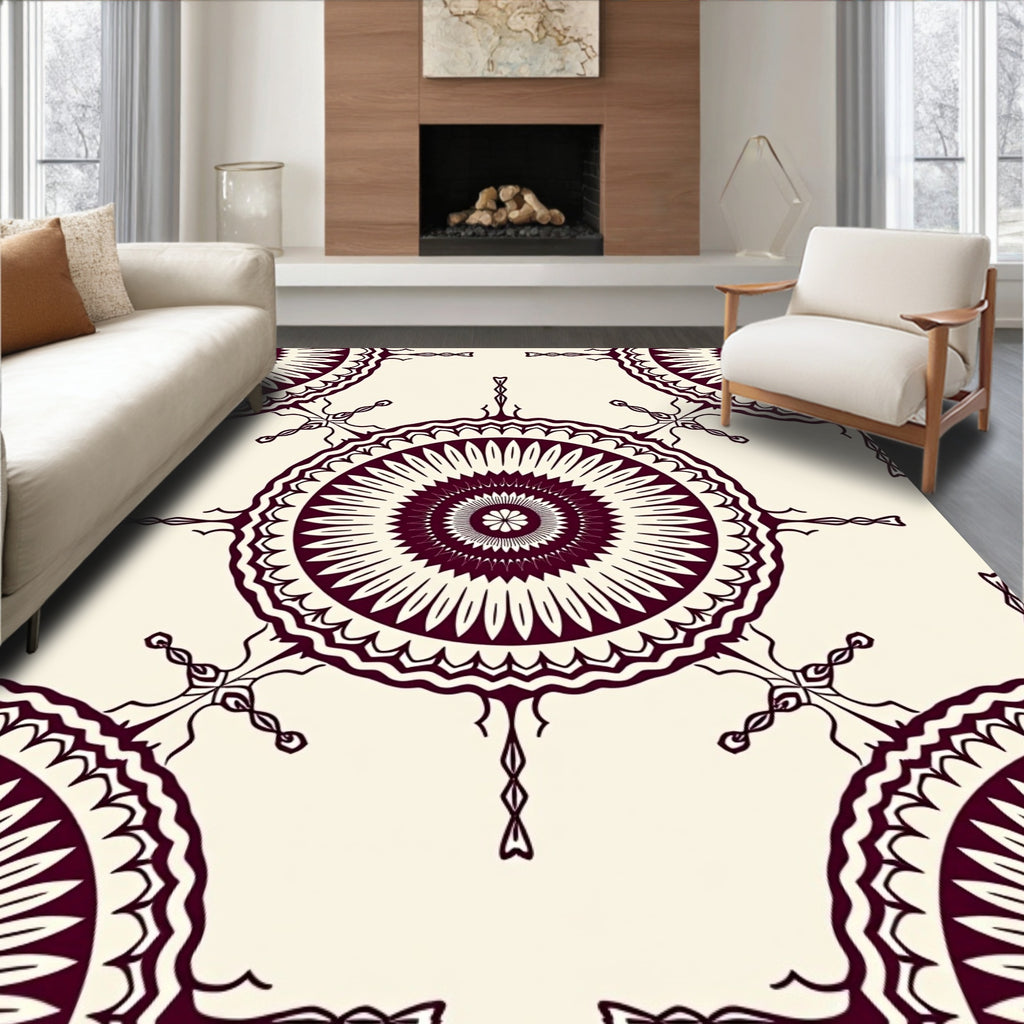Vintage Floral Sunburst Mandala Rug