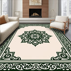 Dark Green Intricate Floral Mandala Design Rug