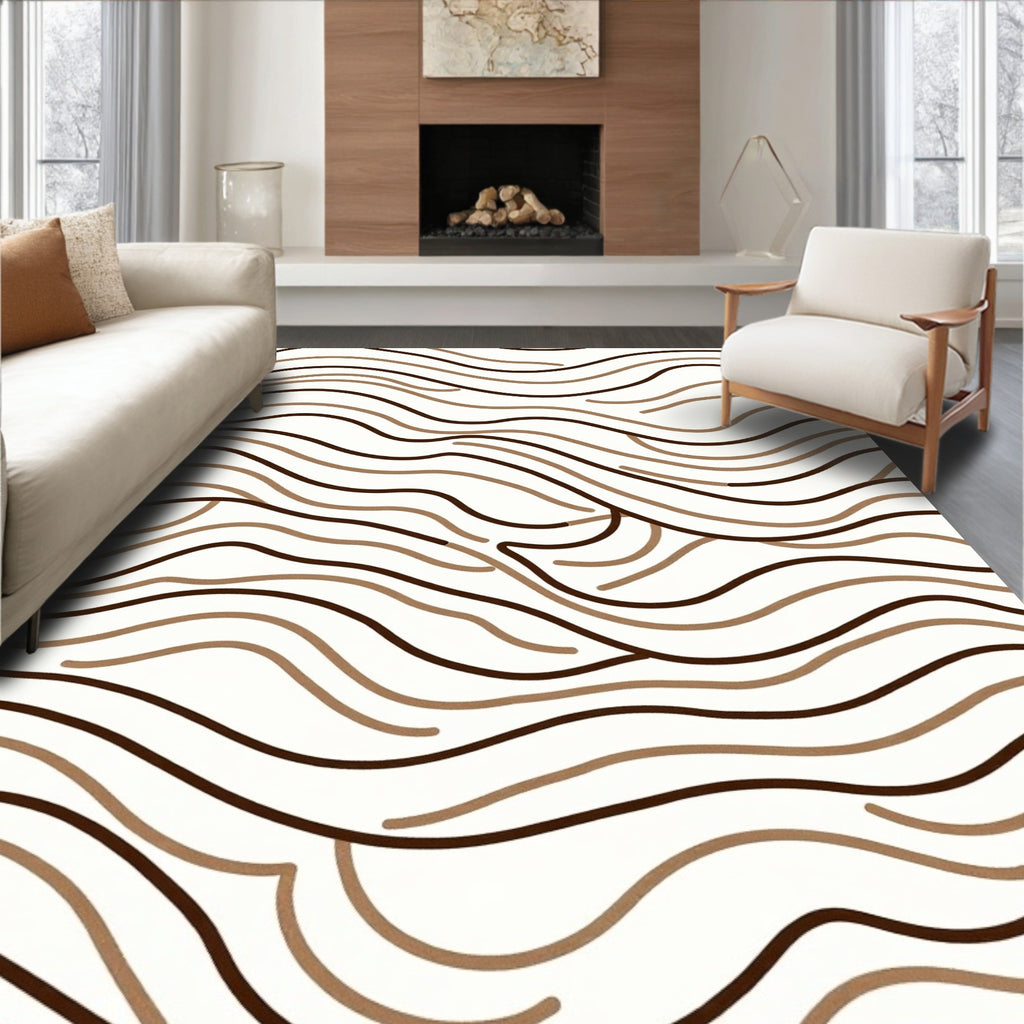 Abstract Wavy Stripe Pattern Rug