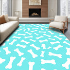 White Bone Pattern On Blue Background Rug