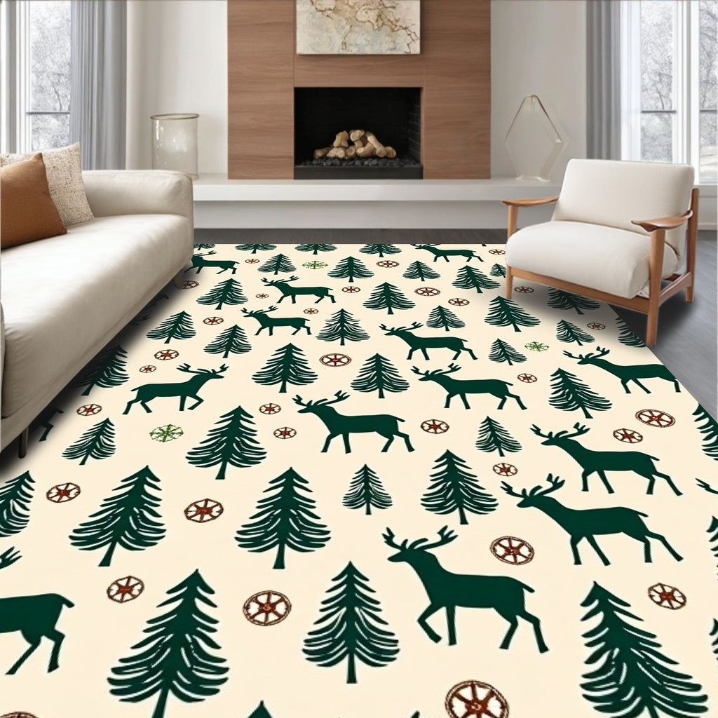 Forest Deer Tree Pattern Design Rug