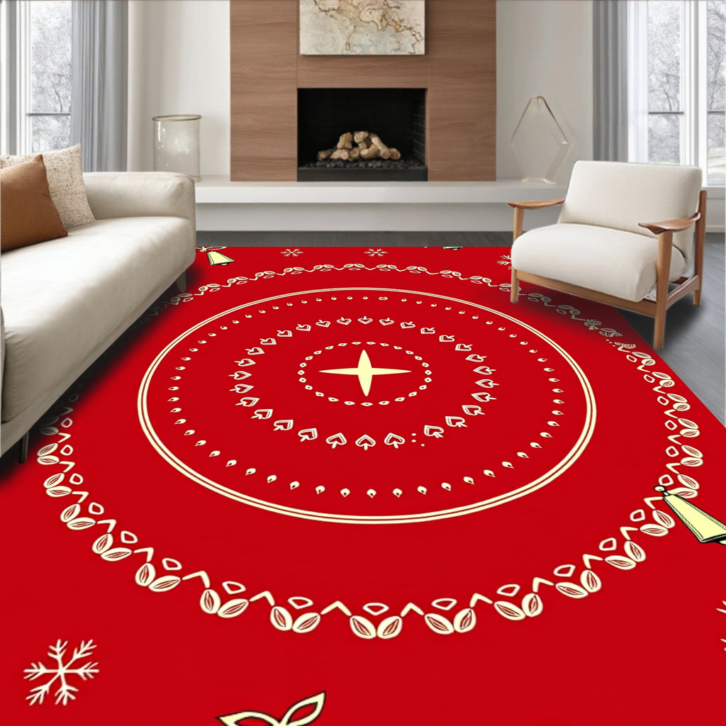 Festive Leafy Hearts Mandala Rug