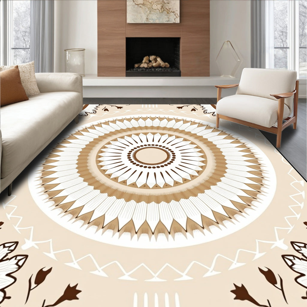 Tuscan Sunburst Mandala Pattern Rug
