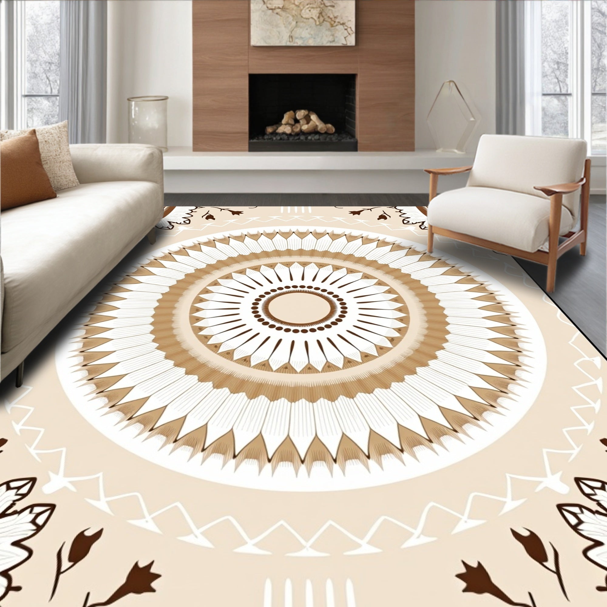 Tuscan Sunburst Mandala Pattern Rug