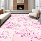 Whimsical Pink Cloud Pattern Design Rug