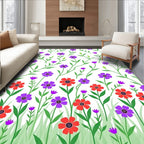 Whimsical Field of Flowers Pattern Rug